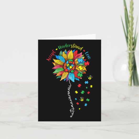 Autisme Awareness Sunflower Accepteert begrip lief Kaart (Voorkant)