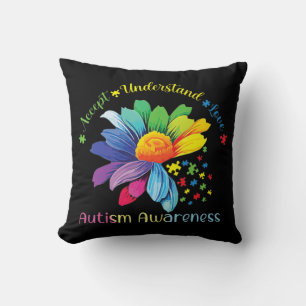 Autisme Awareness Sunflower Accepteert begrip lief Kussen