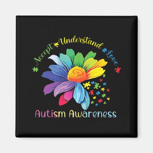 Autisme Awareness Sunflower Accepteert begrip lief Magneet (Voorkant)