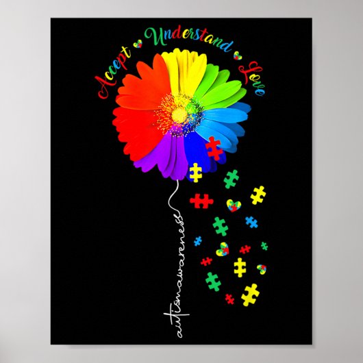 Autisme Awareness Sunflower Accepteert begrip lief Poster (Voorkant)