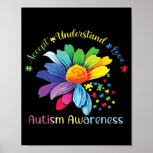 Autisme Awareness Sunflower Accepteert begrip lief Poster (Voorkant)