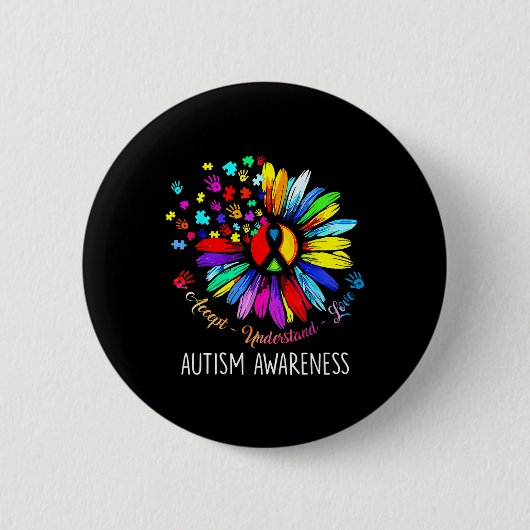 Autisme Awareness Sunflower Accepteert begrip lief Ronde Button 5,7 Cm (Voorkant)