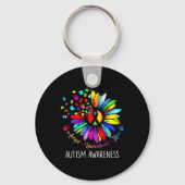 Autisme Awareness Sunflower Accepteert begrip lief Sleutelhanger (Voorkant)