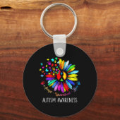 Autisme Awareness Sunflower Accepteert begrip lief Sleutelhanger (Voorkant)