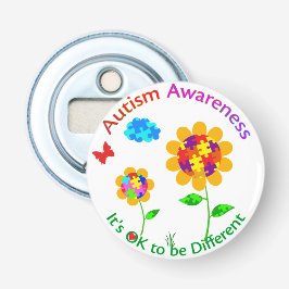 Autisme Awareness Sunflower Button Flesopener