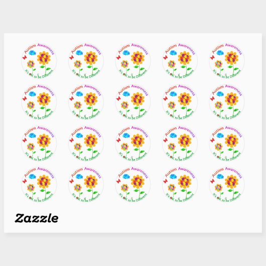 Autisme Awareness Sunflower Ronde Sticker (Vel)