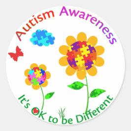 Autisme Awareness Sunflower Ronde Sticker