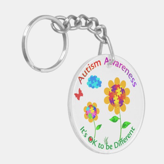 Autisme Awareness Sunflower Sleutelhanger (Voorkant Links)