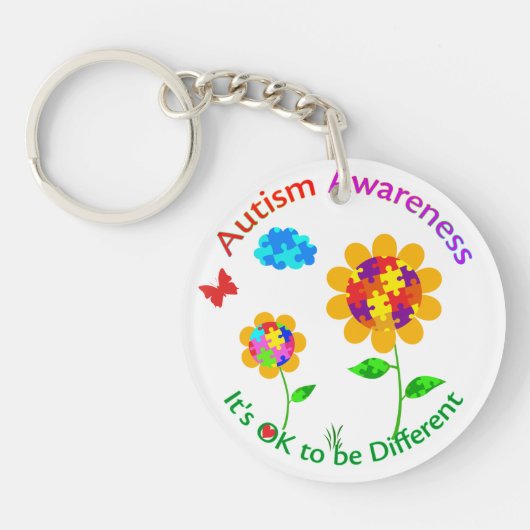 Autisme Awareness Sunflower Sleutelhanger (Voorkant)