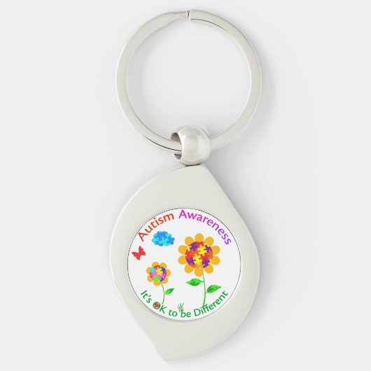 Autisme Awareness Sunflower Sleutelhanger (Voorkant)