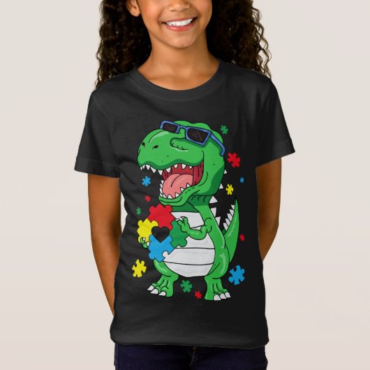 Autisme Awareness T Rex Dinosaur Puzzle Piece Kind T-shirt (Voorkant)