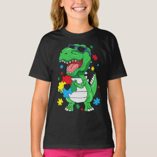 Autisme Awareness T Rex Dinosaur Puzzle Piece Kind T-shirt