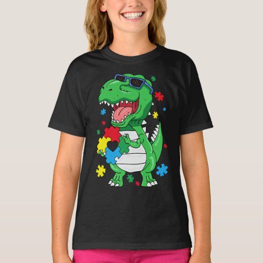 Autisme Awareness T Rex Dinosaur Puzzle Piece Kind T-shirt (Voorkant)
