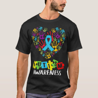 Autisme Awareness T-shirt Women Heart Support Auti
