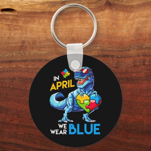Autisme Awareness Trex Dino Dinosaur Dinosaurus We Sleutelhanger (Voorkant)