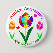 Autisme Awareness Tulip Ronde Button 7,6 Cm (Voorkant)