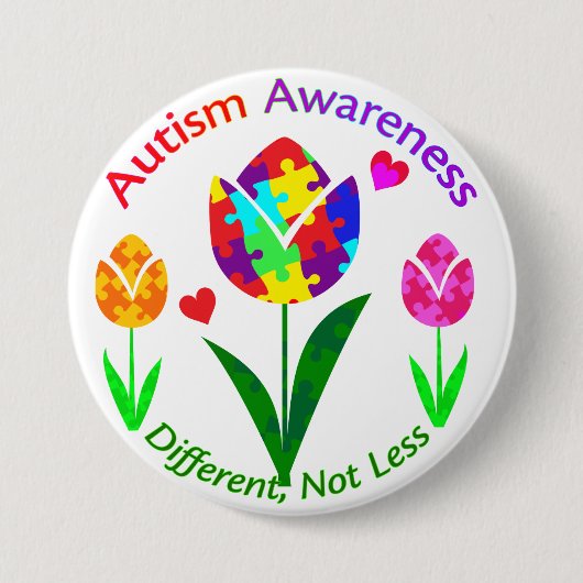 Autisme Awareness Tulip Ronde Button 7,6 Cm (Voorkant)
