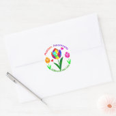 Autisme Awareness Tulip Ronde Sticker (Envelop)