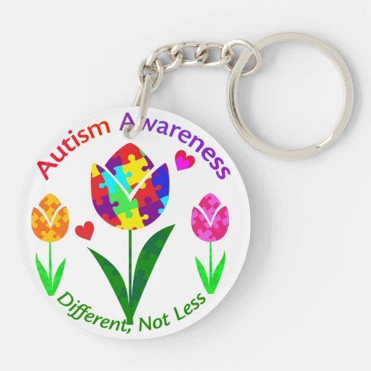 Autisme Awareness Tulip Sleutelhanger (Achterkant)