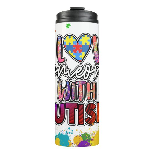 Autisme Awareness Tumbler: Snip met Ondersteuning Thermosbeker (Voorkant)