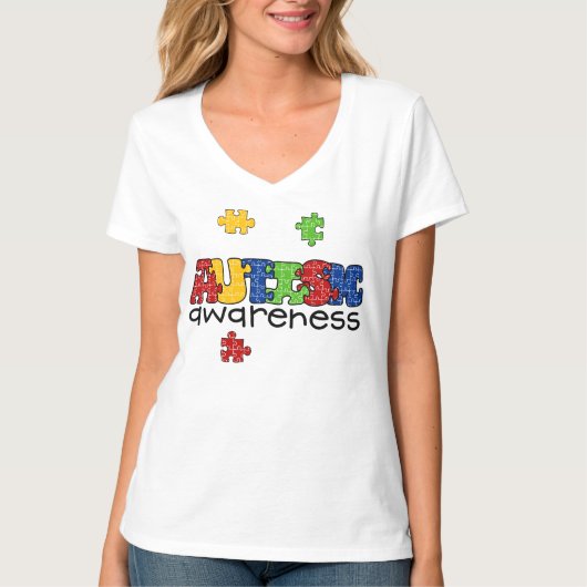 Autisme Awareness V-Neck T-shirt (Voorkant)