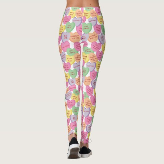 Autisme Awareness Valentijn Heart Snoep Gezegden Leggings (Achterkant)