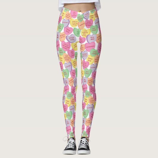 Autisme Awareness Valentijn Heart Snoep Gezegden Leggings (Voorkant)