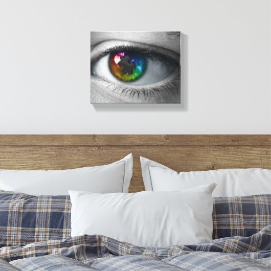 Autisme Awareness verpakt Canvas Multicolour Eye (Insitu (Slaapkamer))