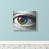 Autisme Awareness verpakt Canvas Multicolour Eye (Insitu (Houten vloer))