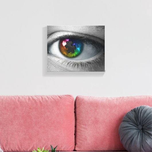 Autisme Awareness verpakt Canvas Multicolour Eye (Insitu (Woonkamer))
