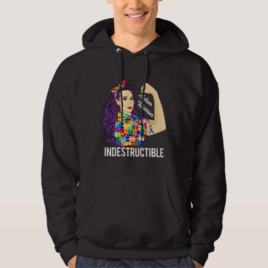 Autisme Awareness Warrior Indestructible Mapautist Hoodie (Voorkant)