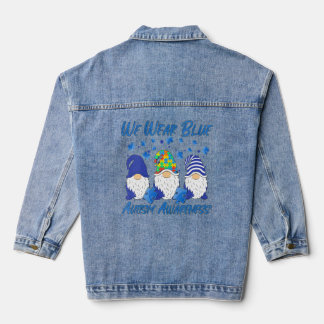 Autisme Awareness We Draag Blue Puzzle Gnomes Hold Denim Jacket