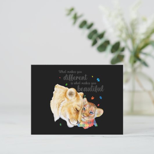 Autisme Awareness What Maakt you Different Lion Ma Briefkaart (Staand voorkant)