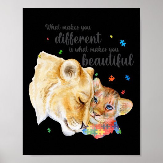Autisme Awareness What Maakt you Different Lion Ma Poster (Voorkant)