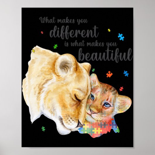 Autisme Awareness What Maakt you Different Lion Ma Poster (Voorkant)