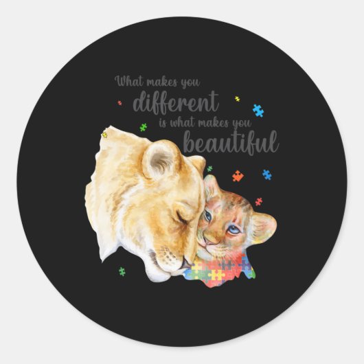 Autisme Awareness What Maakt you Different Lion Ma Ronde Sticker (Voorkant)
