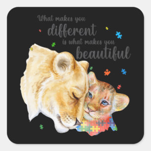 Autisme Awareness What Maakt you Different Lion Ma Vierkante Sticker