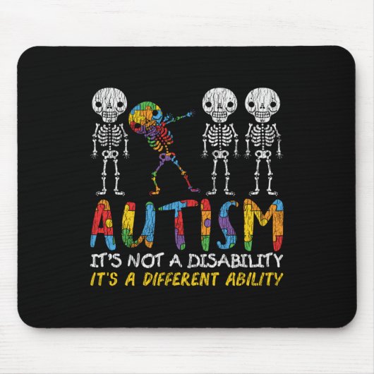Autisme Awerness - Skeleton Dabbing Autistic Kinde Muismat (Voorkant)