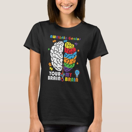 Autisme Awetistic Genius Brain Autistic T-shirt (Voorkant)