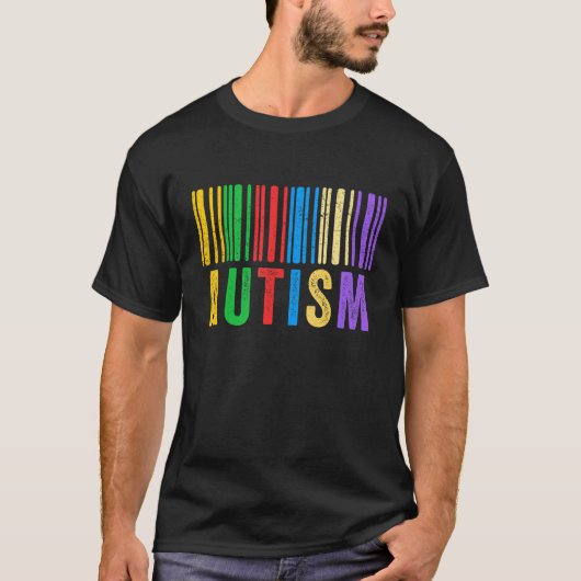 Autisme Barcode Autisme Bewustzijn Papa Mama Kinde T-shirt (Voorkant)