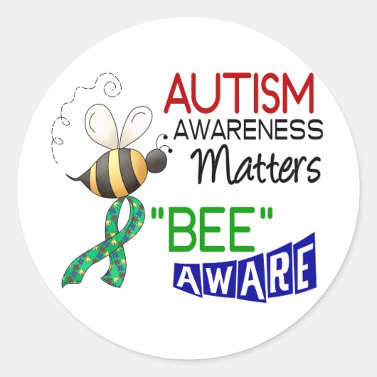 Autisme BEE AWARE 1 Ronde Sticker (Voorkant)