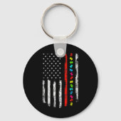 Autisme Bewustheid 4 juli Thin Red Line Firefight Sleutelhanger (Achterkant)