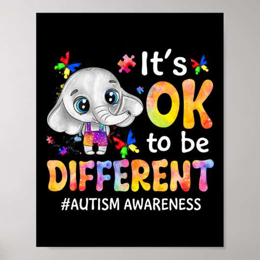 Autisme Bewustheid Het is oké om een ander ellefan Poster (Voorkant)
