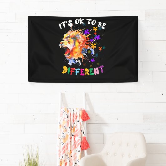 Autisme Bewustheid Het is oké om een andere kleurr Spandoek (Insitu)