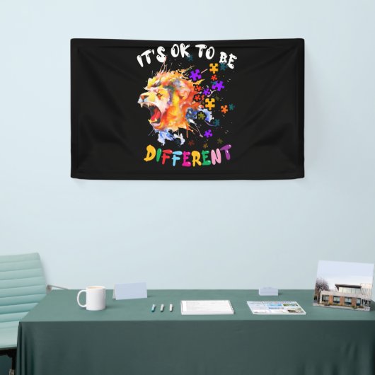 Autisme Bewustheid Het is oké om een andere kleurr Spandoek (Beurs)