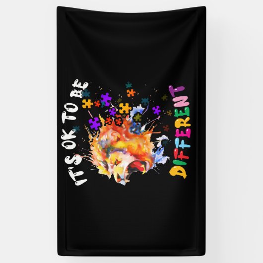 Autisme Bewustheid Het is oké om een andere kleurr Spandoek (Verticaal)