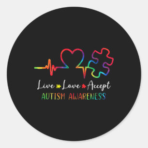 Autisme Bewustheid Mannen Vrouwen Kinder liefde Ac Ronde Sticker