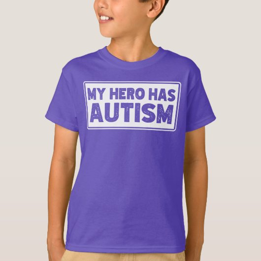 Autisme Bewustheid, Mijn Hero heeft Autisme, Autis T-shirt (Voorkant)