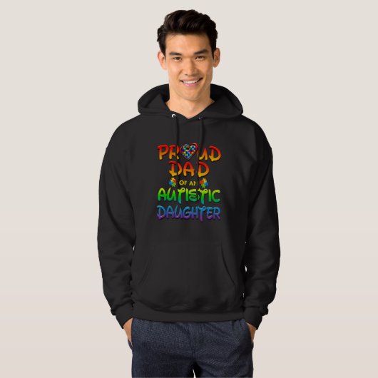 Autisme Bewustheid Papa autistische dochter Hoodie (Voorkant volledig)