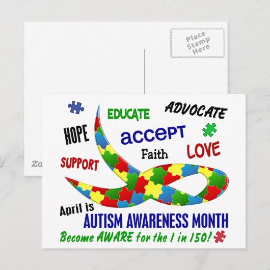 AUTISME BEWUSTMAAND APRIL BRIEFKAART (Voorkant / Achterkant)